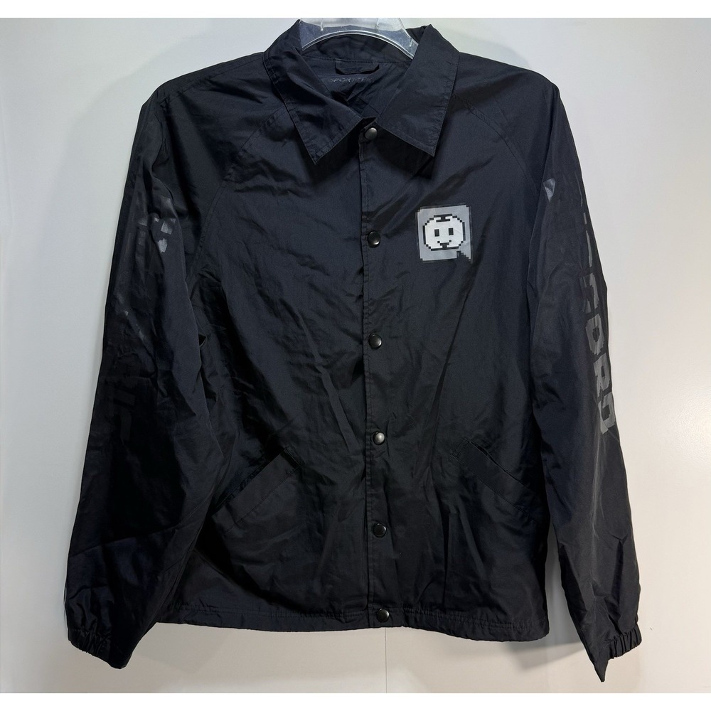 Discord Partner Windbreaker Black Snap Button Up Jacket Men's Size Small
